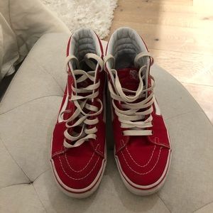 Red women high top vans